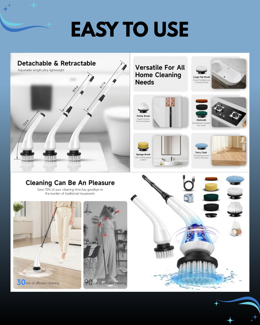 ScrubGenius Electric scrubber with 8 Replaceable Brush Heads